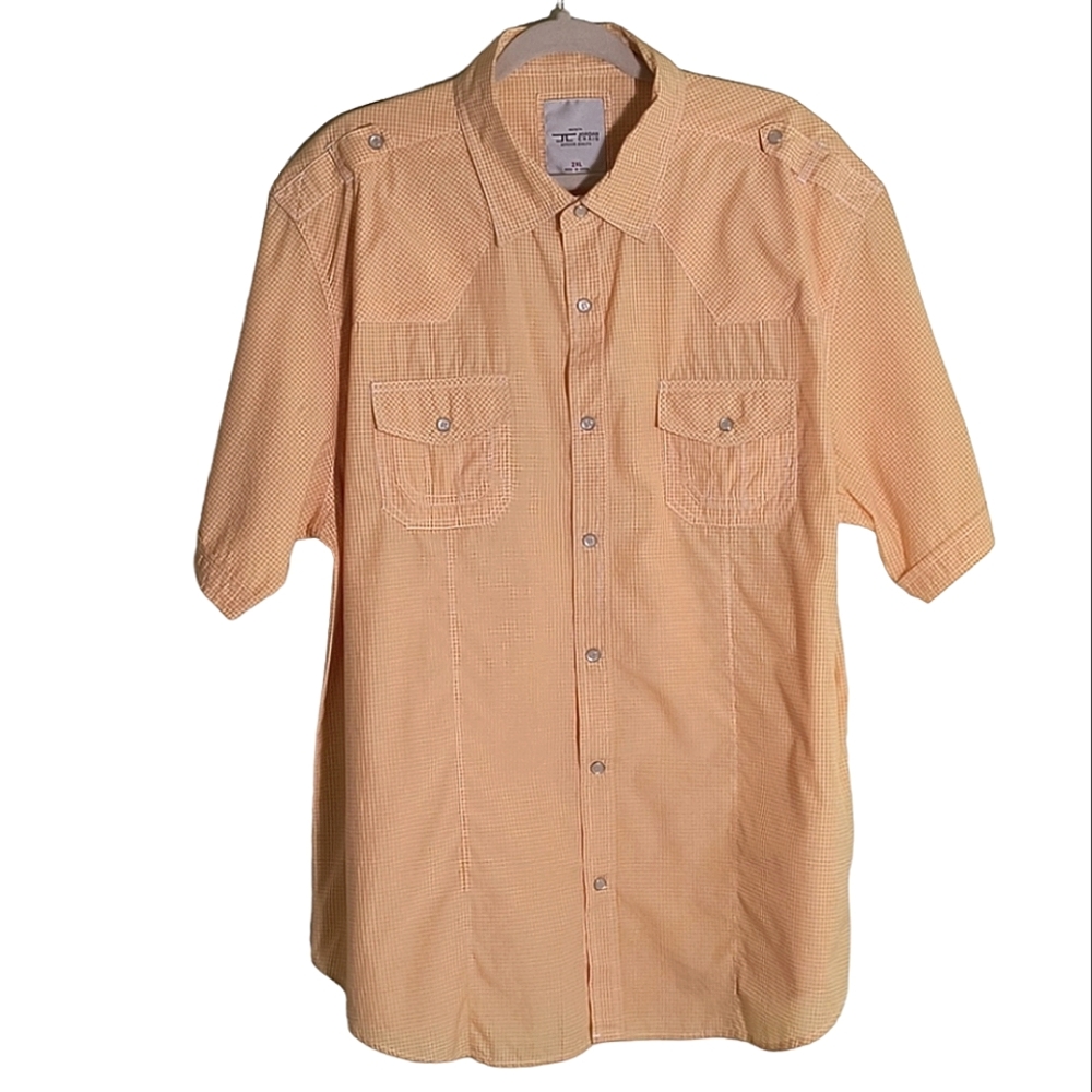 Jordan Craig Yellow White gingham Western snap front short sleeve shirt sz: 2XL